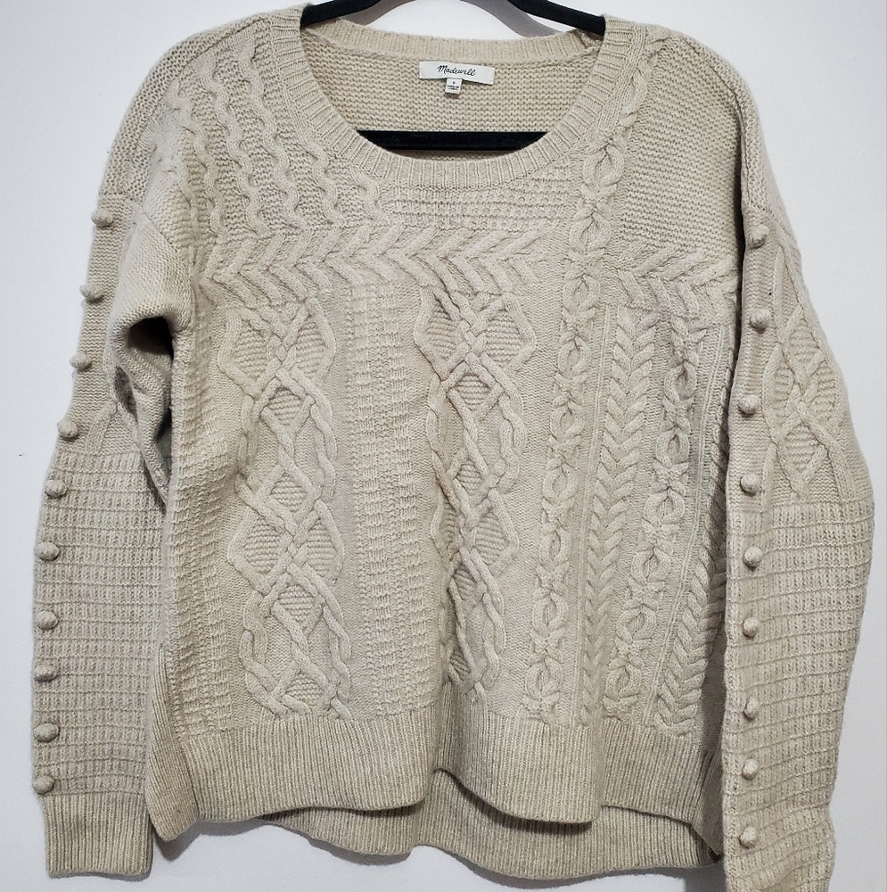 Madewell Bobble Merino Wool Pullover Sweater Beige Size Small